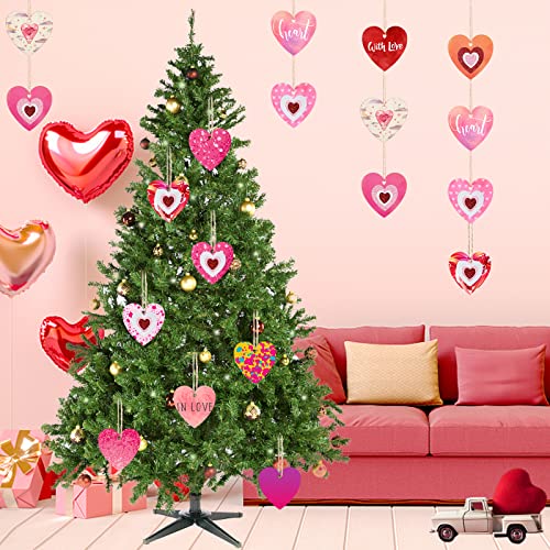 HLARTNET HLAA Heart Wood Slices Set, 30 Pcs Unfinished Predrilled DIY Wooden Ornaments Blank Heart Shape Wood Cutouts with 60 Pcs Glitter Foam Stickers and Paint Brush for Valentine's Day Wedding - Image 4