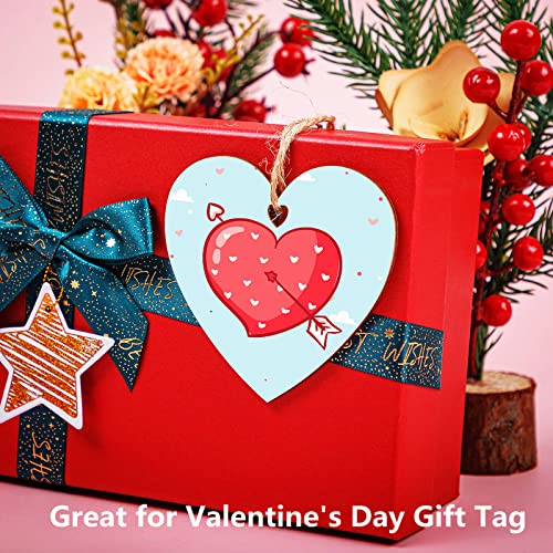 HLARTNET HLAA Heart Wood Slices Set, 30 Pcs Unfinished Predrilled DIY Wooden Ornaments Blank Heart Shape Wood Cutouts with 60 Pcs Glitter Foam Stickers and Paint Brush for Valentine's Day Wedding - Image 5