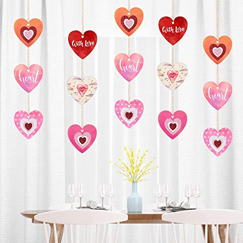 HLARTNET HLAA Heart Wood Slices Set, 30 Pcs Unfinished Predrilled DIY Wooden Ornaments Blank Heart Shape Wood Cutouts with 60 Pcs Glitter Foam Stickers and Paint Brush for Valentine's Day Wedding - Image 2
