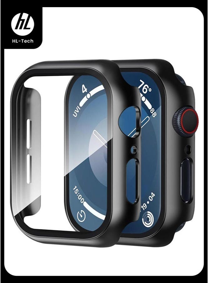 HL-Tech Case for Apple Watch SE 3 (2025)/ SE 2/ SE 40mm case with Tempered Film Screen Protector, Full Protective Hard PC Bumper Touch Sensitive HD Screen Cover(40mm, Black) - Image 1