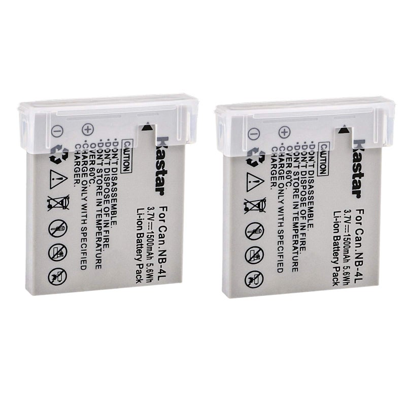 Kastar NB-4L Battery 2-Pack Replacement for Canon PowerShot SD30, SD40, SD200, SD300, SD400 SD430 SD450, SD600 SD630, SD750 SD780, SD940 SD960, SD1000 SD1100 SD1400, TX1, ELPH 100 300 310 331 VIXIA - Image 5