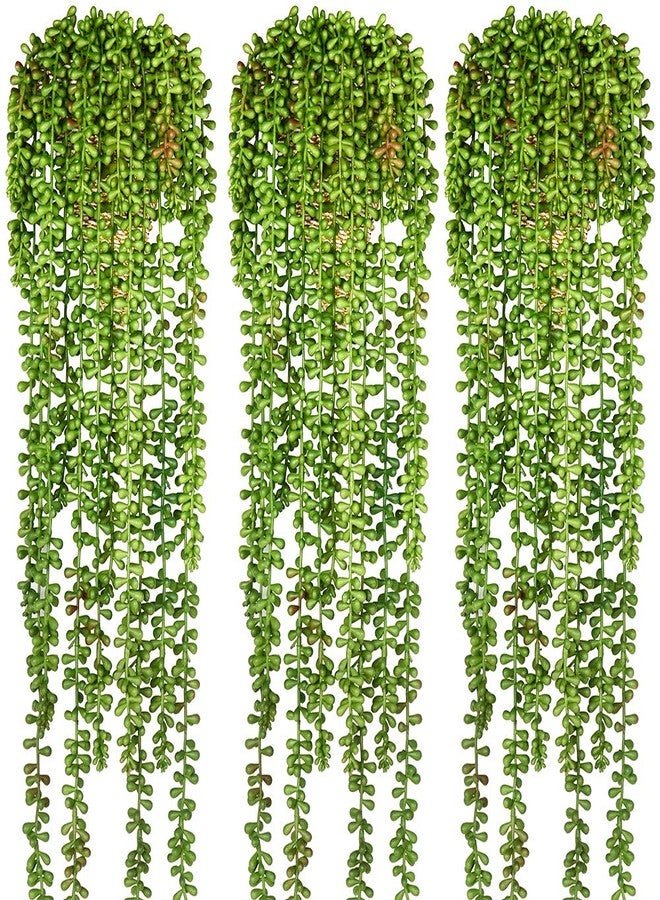 CLONG 3pcs Artificial Fake String of Pearls Plant Faux Succulents Hanging Plants for Wall Home Garden Decor - Image 1