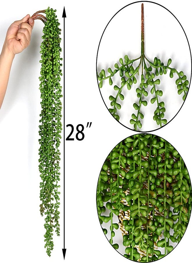 CLONG 3pcs Artificial Fake String of Pearls Plant Faux Succulents Hanging Plants for Wall Home Garden Decor - Image 3