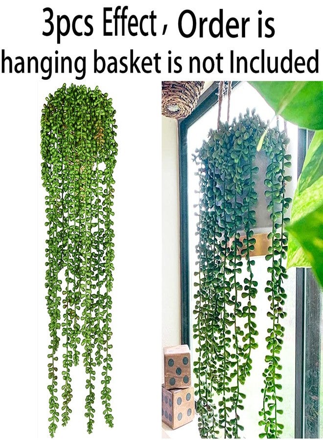 CLONG 3pcs Artificial Fake String of Pearls Plant Faux Succulents Hanging Plants for Wall Home Garden Decor - Image 4