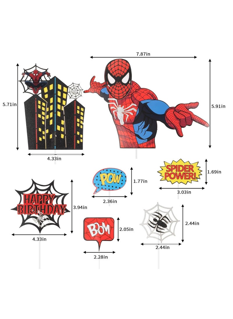 SYOSI - Spiderman Cake Toppers, Spiderman Birthday Cake Toppers, Spiderman Cake Decorations, Superhero Theme Party Spiderman Birthday Decorations for Boys Men Spiderman Birthday Party Supplies - Image 1