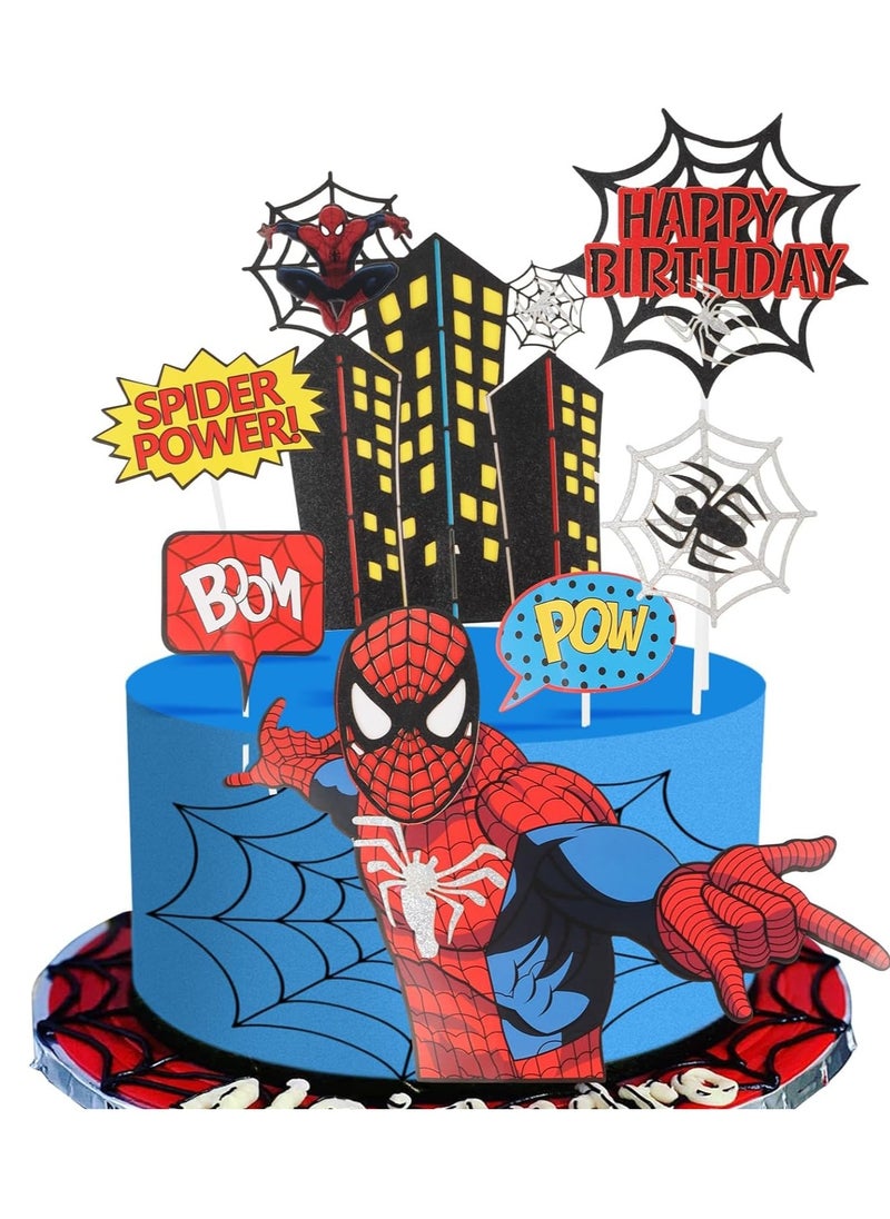 SYOSI - Spiderman Cake Toppers, Spiderman Birthday Cake Toppers, Spiderman Cake Decorations, Superhero Theme Party Spiderman Birthday Decorations for Boys Men Spiderman Birthday Party Supplies - Image 1