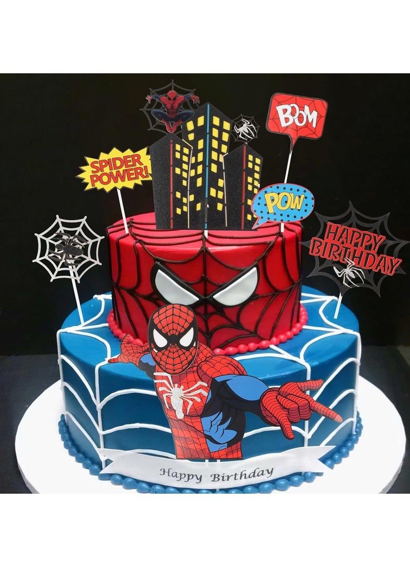 SYOSI - Spiderman Cake Toppers, Spiderman Birthday Cake Toppers, Spiderman Cake Decorations, Superhero Theme Party Spiderman Birthday Decorations for Boys Men Spiderman Birthday Party Supplies - Image 1