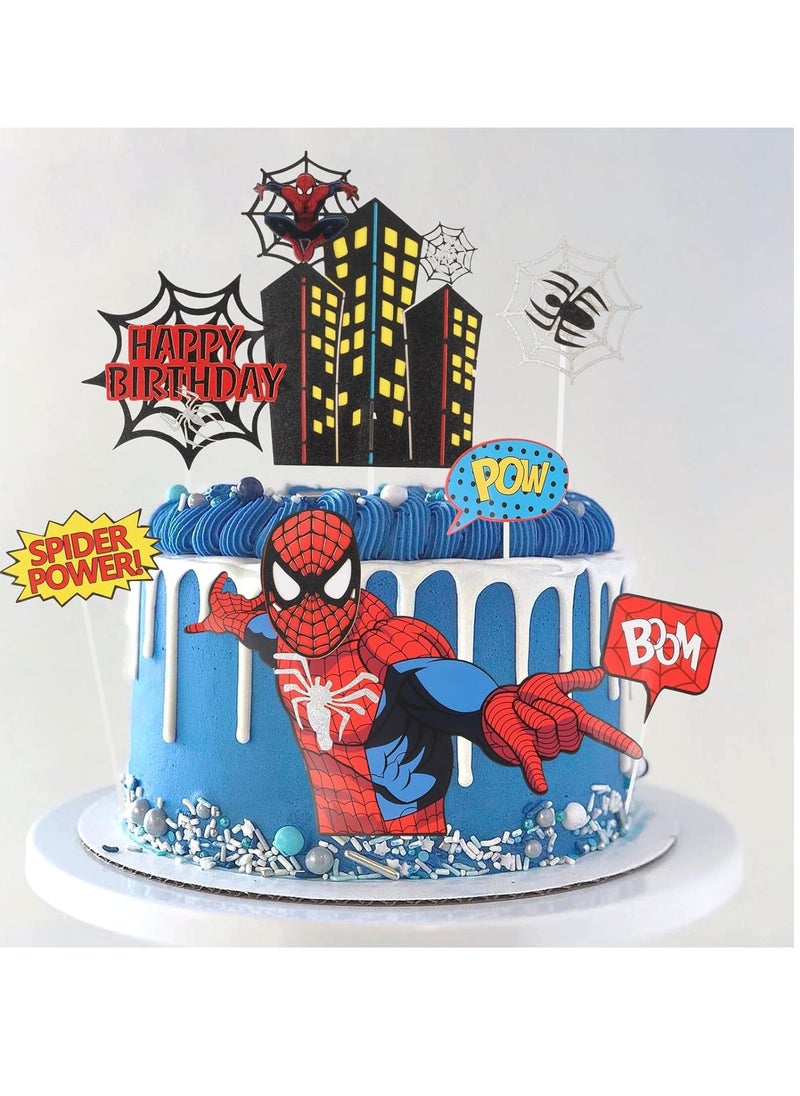SYOSI - Spiderman Cake Toppers, Spiderman Birthday Cake Toppers, Spiderman Cake Decorations, Superhero Theme Party Spiderman Birthday Decorations for Boys Men Spiderman Birthday Party Supplies - Image 1