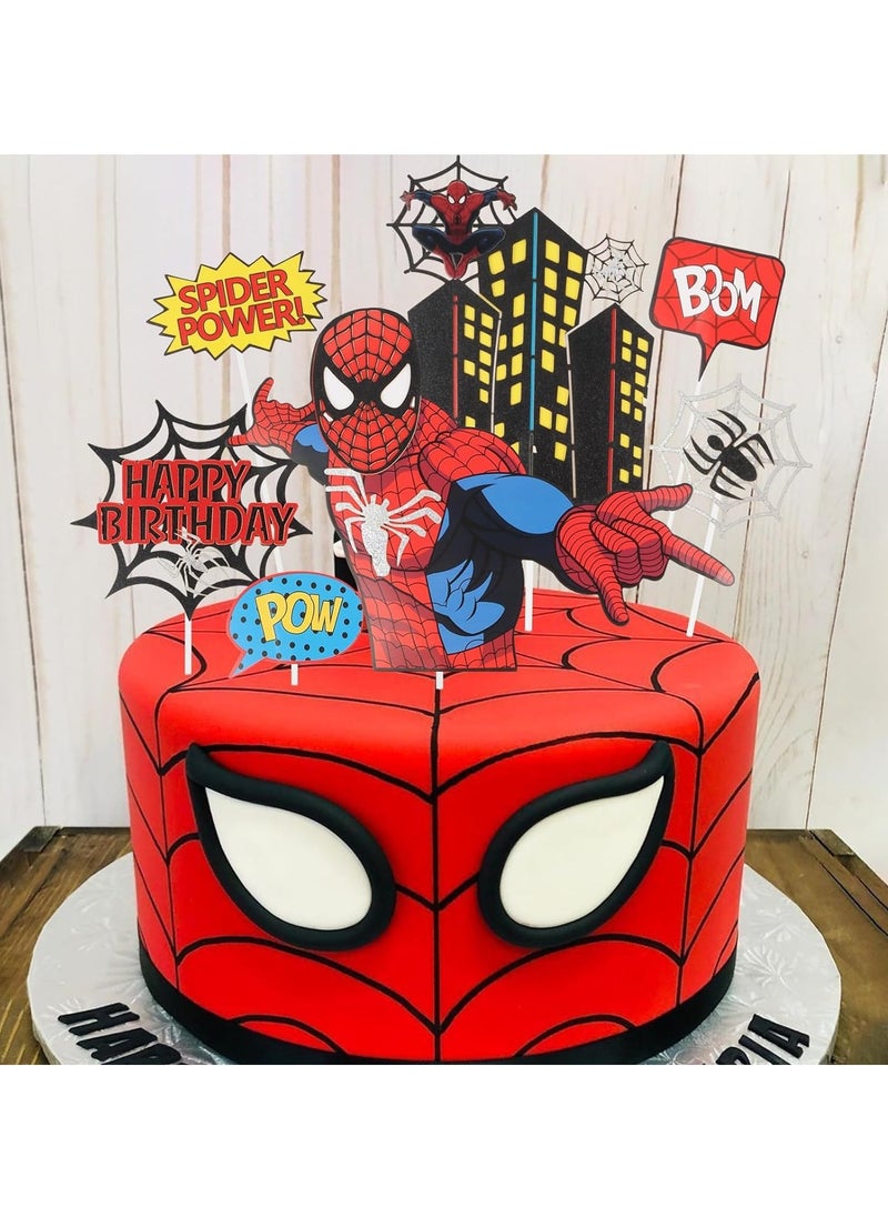 SYOSI - Spiderman Cake Toppers, Spiderman Birthday Cake Toppers, Spiderman Cake Decorations, Superhero Theme Party Spiderman Birthday Decorations for Boys Men Spiderman Birthday Party Supplies - Image 1