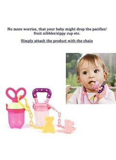 Safe-O-Kid Animal Design Silicone Pacifier Soother With Holder Chain And Clip Blue Bear  - Image 4