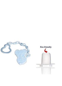 Safe-O-Kid Animal Design Silicone Pacifier Soother With Holder Chain And Clip Blue Bear  - Image 3