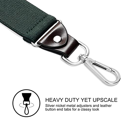 Vauhse Suspenders for Men, Adjustable Suspenders with Elastic Straps Y-Back Construction Heavy Duty for Work (pitch green) - Image 2