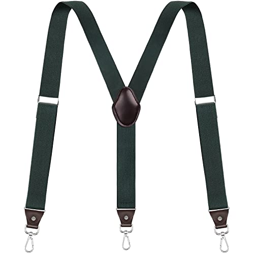 Vauhse Suspenders for Men, Adjustable Suspenders with Elastic Straps Y-Back Construction Heavy Duty for Work (pitch green) - Image 1