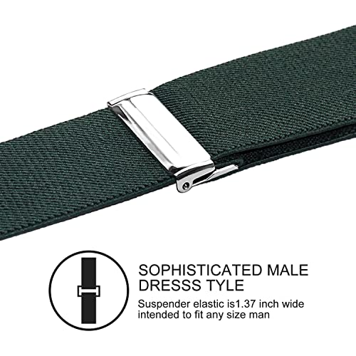 Vauhse Suspenders for Men, Adjustable Suspenders with Elastic Straps Y-Back Construction Heavy Duty for Work (pitch green) - Image 4