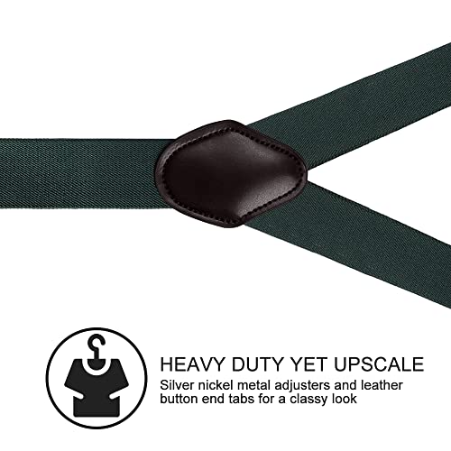 Vauhse Suspenders for Men, Adjustable Suspenders with Elastic Straps Y-Back Construction Heavy Duty for Work (pitch green) - Image 3