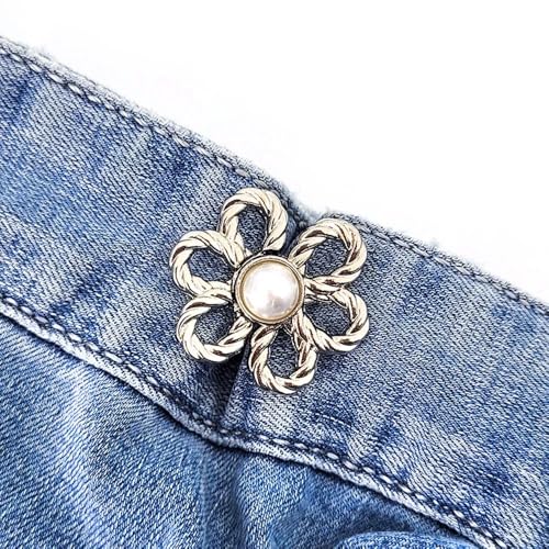 XELYTON Pant Waist Tightener, Adjustable Waist Button Set, Extra Button for Jeans to Make Tighter, Instant Jeans Button Pins for Pants Jeans Skirts (Silver, Pack of 1) - Image 1