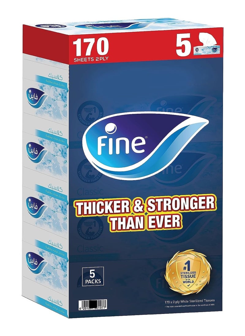 Fine Fine Facial Tissue 170 X 2 Ply Pack of 5  - Image 1
