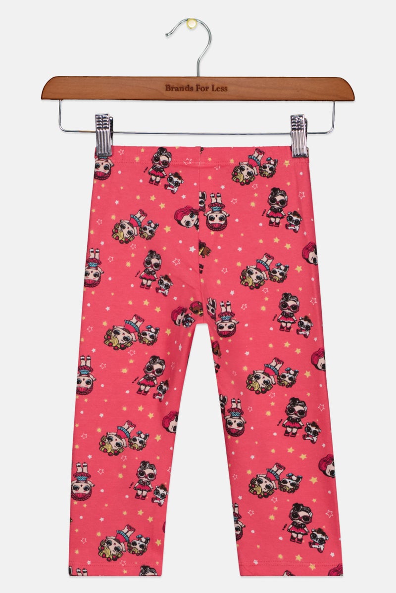 DeFacto Kids Girls Pull On LOL Surprise Print Leggings, Pink Combo - Image 1