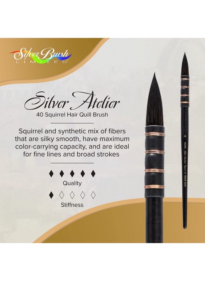 سيلفر براش ليمتد فرشاة 5025S Silver Atelier المصنوعة من شعر السنجاب الصناعي، بمقبض قصير، مقاس 40  - Image 2