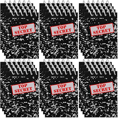 Bedwina Top Secret Mini Notebooks for Kids Party Favors - (Pack of 24) Spiral Small Notebook Pads for Murder Mystery Party Decor, Secret Agent Spy or Crime Detective Themed Parties, Goody Bag Notepads - Image 1