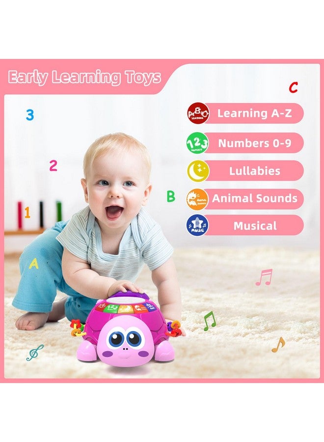 Hanayo Baby Musical Turtle Crawling Baby Girl Toys For 6-18 Months，Infant Early Learning Educational Toy，Baby Girl Gift Essentials For Newborn 7 8 9 11+ Months 1-2 Year Old(Pink) - Image 3