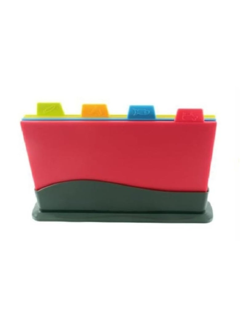 Zimtal 4 pcs Chopping Board Set BPA Free Plastic Cutting Boards for Kitchen Colored Mats With Food Icons Non Slip Cutting Mats for Meat and Vegetables Dishwasher Safe. - Image 1