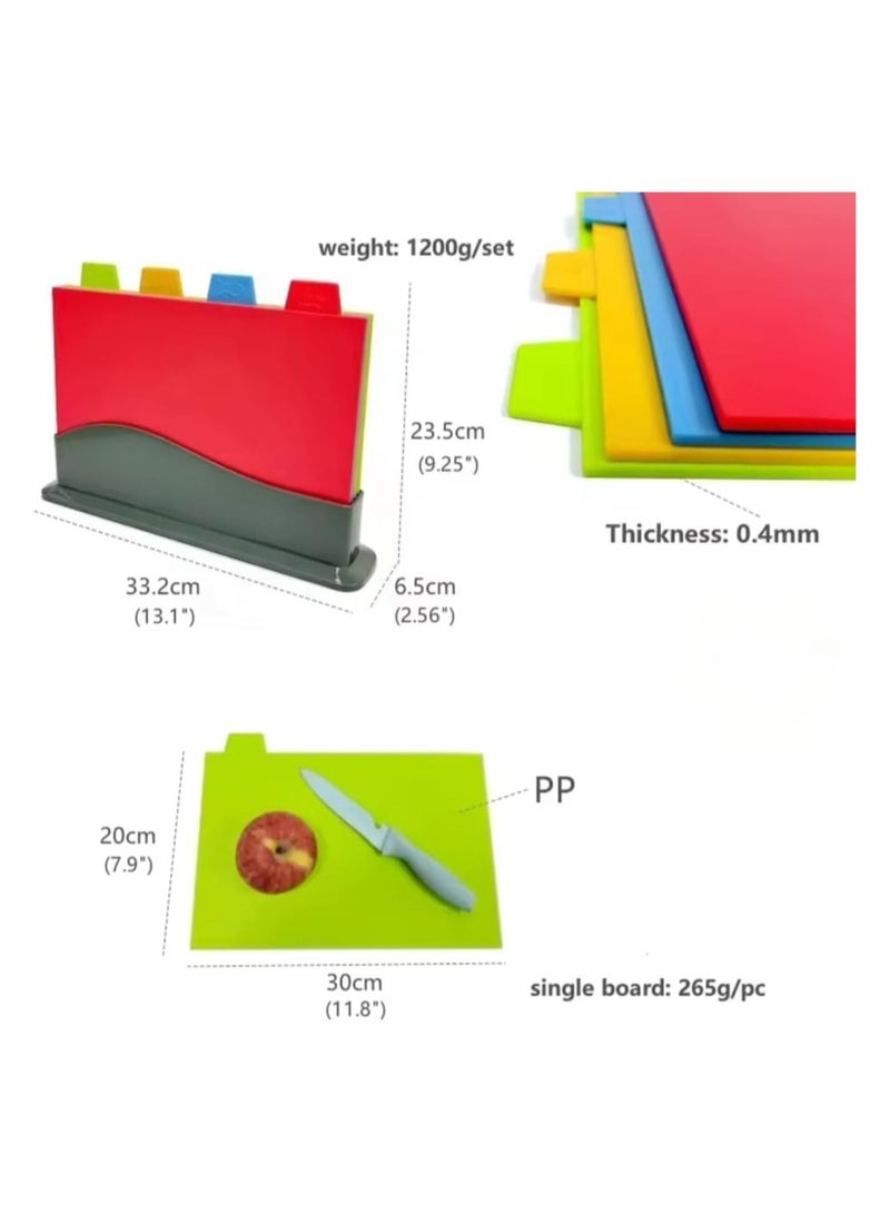 Zimtal 4 pcs Chopping Board Set BPA Free Plastic Cutting Boards for Kitchen Colored Mats With Food Icons Non Slip Cutting Mats for Meat and Vegetables Dishwasher Safe. - Image 2