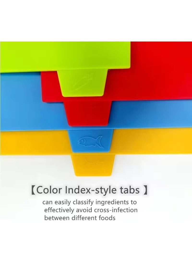 Zimtal 4 pcs Chopping Board Set BPA Free Plastic Cutting Boards for Kitchen Colored Mats With Food Icons Non Slip Cutting Mats for Meat and Vegetables Dishwasher Safe. - Image 4