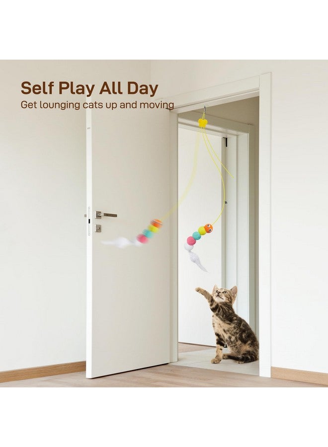 Potaroma Interactive Cat Feather Toys 5 Pcs, Cat Teaser Retractable Hanging Indoor Kitten Play Chase Exercise, Mental Physical Stimulation for All Breeds and Species - Image 2