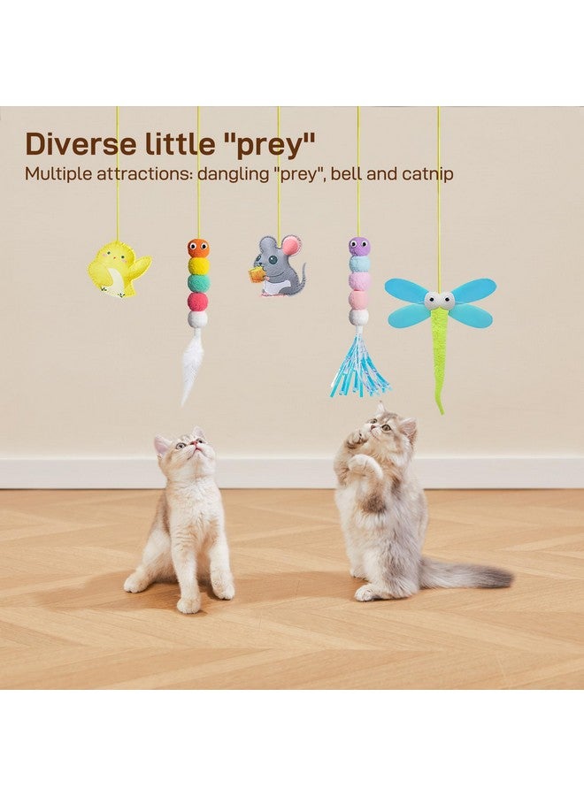 Potaroma Interactive Cat Feather Toys 5 Pcs, Cat Teaser Retractable Hanging Indoor Kitten Play Chase Exercise, Mental Physical Stimulation for All Breeds and Species - Image 3
