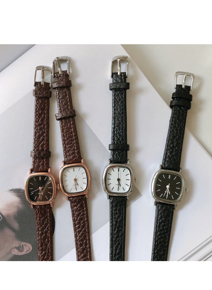 wokai 2025 New Korean Version Quartz Leather Strap Watch, Trendy Minimalist Retro Harajuku Style, Suitable for Students, Men, Women, and Couples  - Image 2