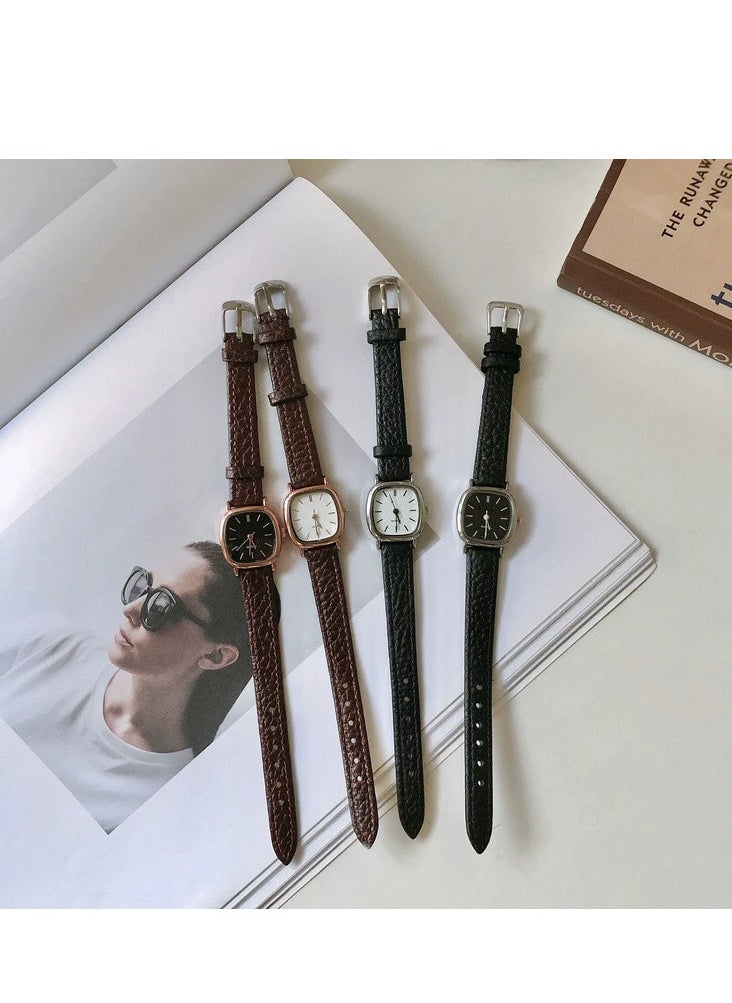 wokai 2025 New Korean Version Quartz Leather Strap Watch, Trendy Minimalist Retro Harajuku Style, Suitable for Students, Men, Women, and Couples  - Image 3
