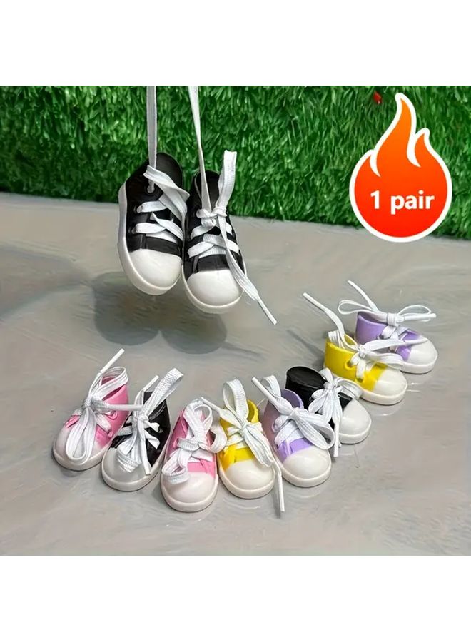 2Pcs Purple Miniature Canvas Shoes For 1 12 Scale Dollhouse BJD Dolls - Image 2