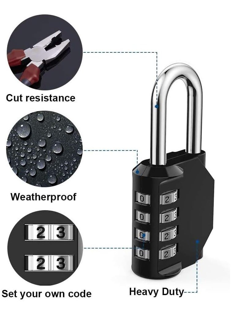 NNEWVANTE Combination Padlock Locker Lock, Waterproof Heavy Duty Combination Padlock, Outdoor For School Gym Lockers, Luggage, Gates, Suitcases, Bicycles, Tool Boxes - 2 Piece Set(Black) - Image 2