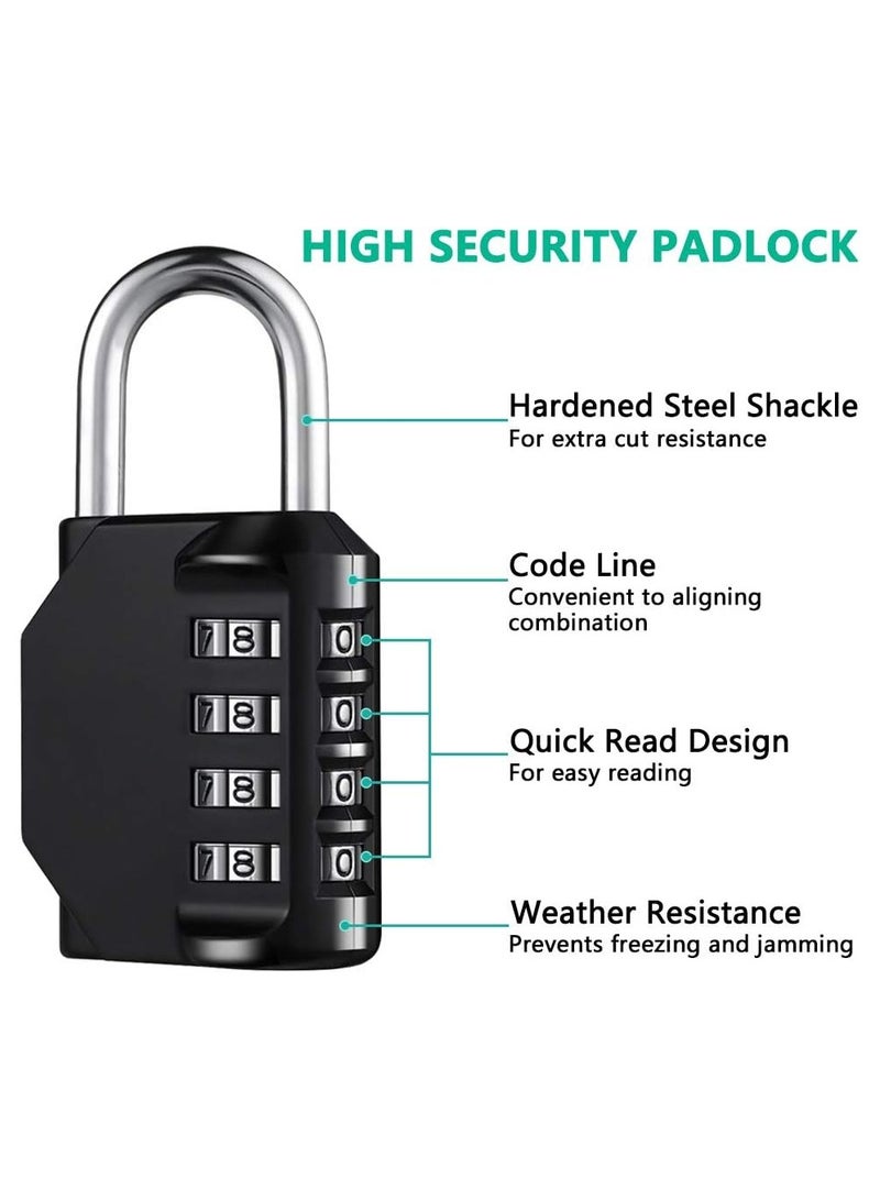 NNEWVANTE Combination Padlock Locker Lock, Waterproof Heavy Duty Combination Padlock, Outdoor For School Gym Lockers, Luggage, Gates, Suitcases, Bicycles, Tool Boxes - 2 Piece Set(Black) - Image 4