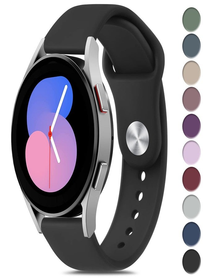 Vanjua Bands Compatible with Samsung Galaxy Watch 5 Band 40mm 44mm, Galaxy Watch 5 Pro Bands 45mm, 20mm Soft Silicone Sport Replacement Strap Women Men (Black) - Image 1