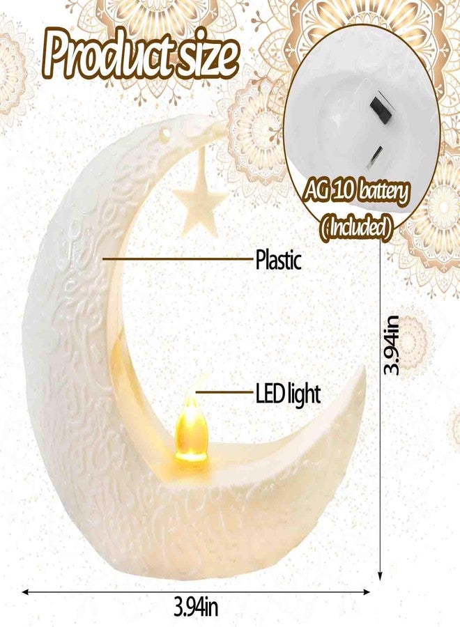 Glodecart 2PCS Mini Ramadan Moon Light for Ramadan Decorations, White Mini Moon Star Light Eid Lamp for Ramadan Table Decoration Ramadan Gift Home Decor, Eid Ramadan Candle Lights Nightstand Decor - Image 2