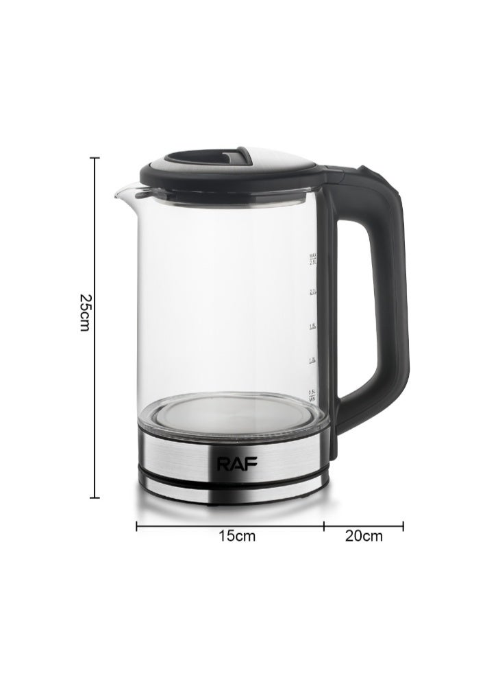 آر إيه أف غلاية كهربائية زجاجية سعة 2.5 لتر بقوة 1500 واط مع ضوء أزرق محيطي - Image 5