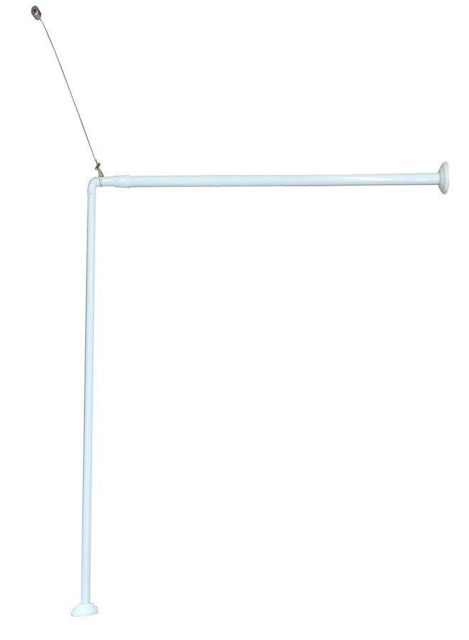 Tendance Wall Mounted Adjustable L-Shaped Corner Bathtub Curtain Rod 37" to 71"L - Width 31.5" White - Image 1