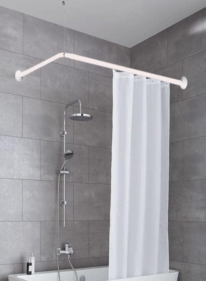 Tendance Wall Mounted Adjustable L-Shaped Corner Bathtub Curtain Rod 37" to 71"L - Width 31.5" White - Image 2