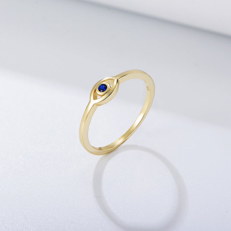 S925 Sterling Silver Devil's Eye Ring Women's European and American Stylish Retro Gold-Plated Blue Zircon Eye Ring Hand Jewelry - Image 1