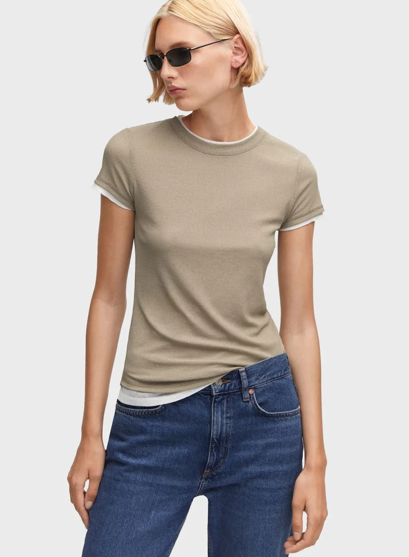 MANGO Crew Neck T-Shirt
