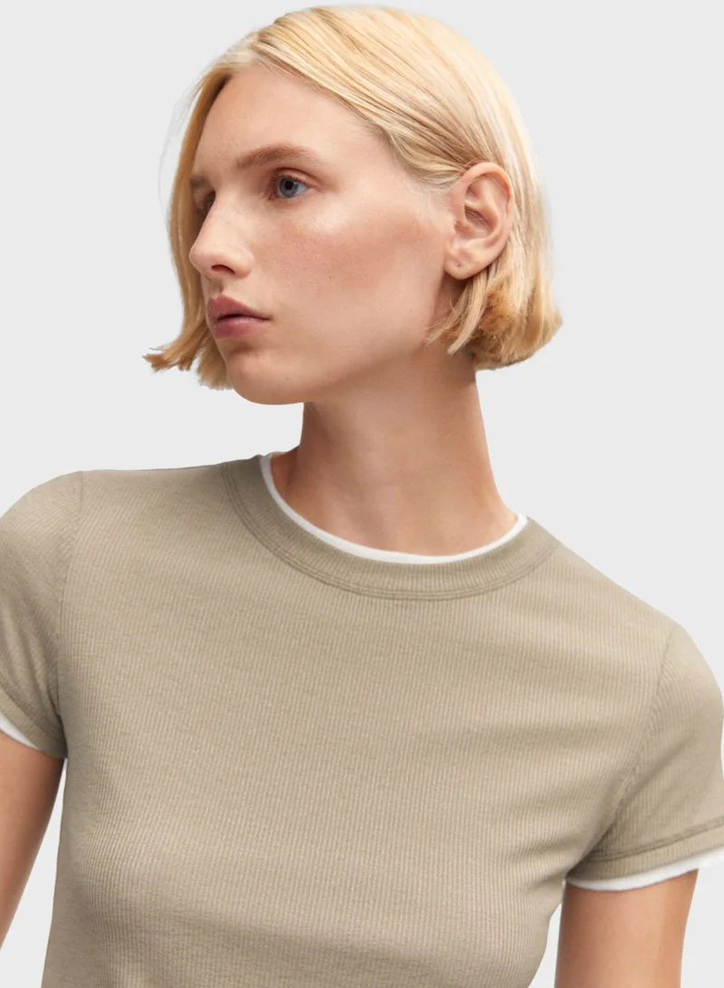 MANGO Crew Neck T-Shirt