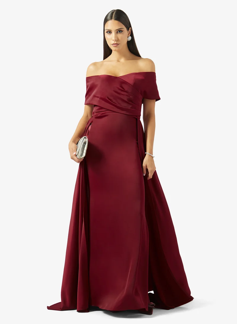 Akadia Fashion  Off Shoulder Pleated Maxi Dress for Women | Best Price UAE