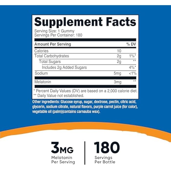 Nutricost Melatonin 3mg, 180 Gummies, Strawberry Flavored - Gluten Free, Non-GMO, No Corn Syrup - Image 2