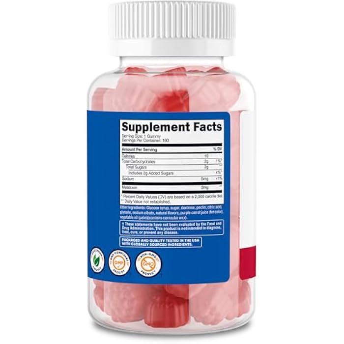Nutricost Melatonin 3mg, 180 Gummies, Strawberry Flavored - Gluten Free, Non-GMO, No Corn Syrup - Image 5