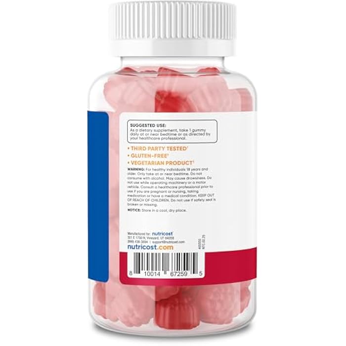 Nutricost Melatonin 3mg, 180 Gummies, Strawberry Flavored - Gluten Free, Non-GMO, No Corn Syrup - Image 4