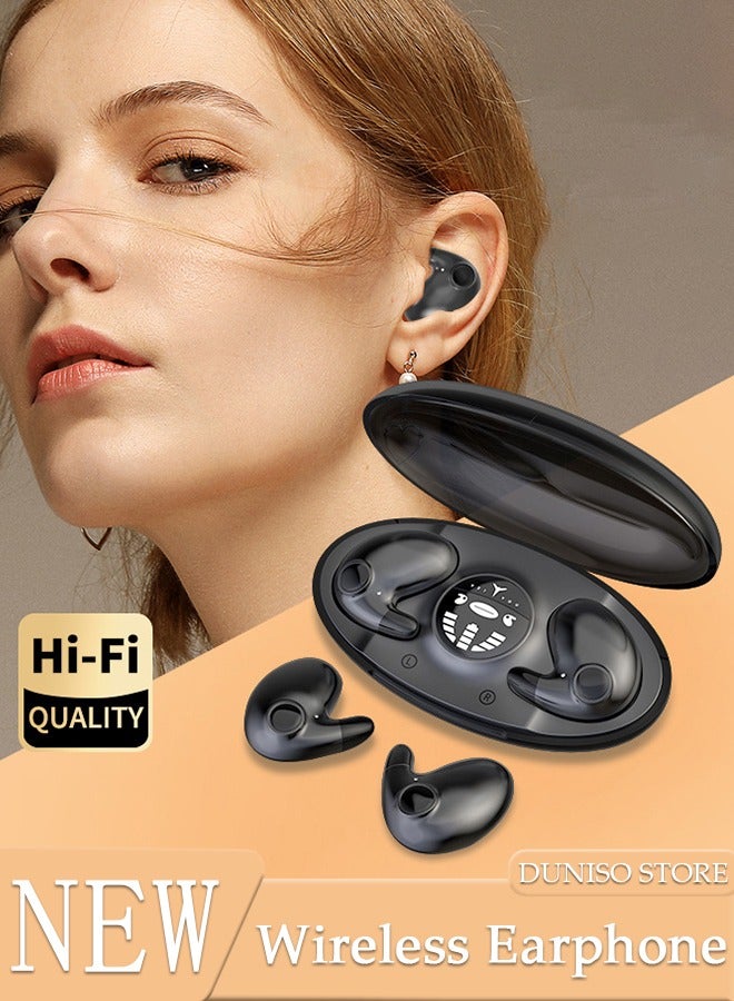 DUNISO Wireless Headphones Bluetooth 5.3 Open Ear Headphones with Charging Case and LED Power Display, IPX5 Waterproof Earphones Built-in Mic Noise-cancelling Headphones for Sport Workout Office  - Image 1