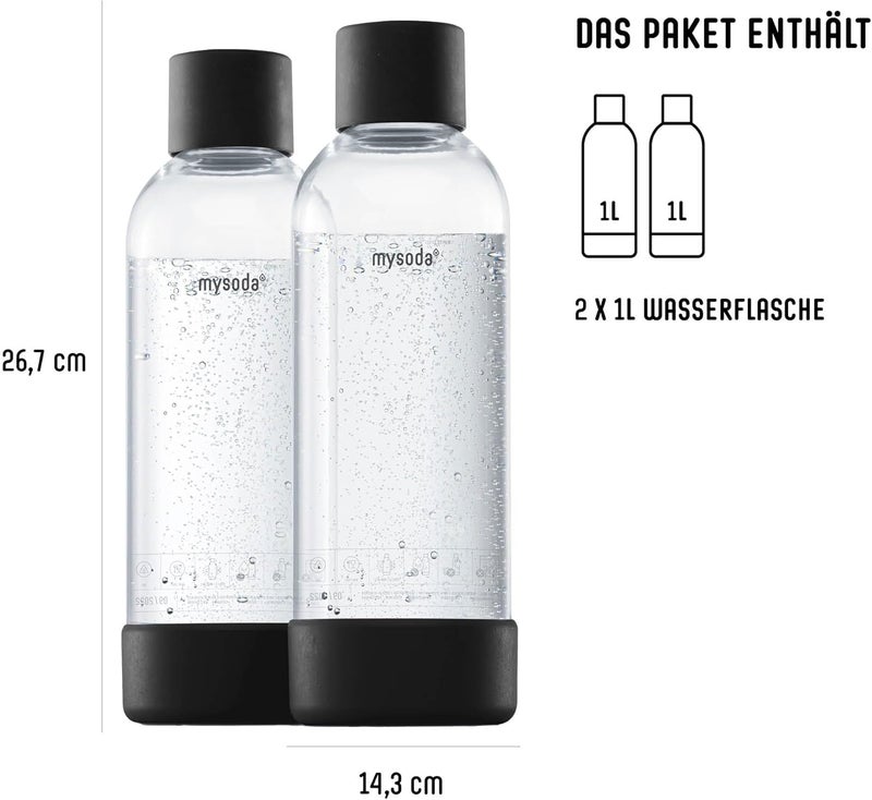 Mysoda Carbonating Bottles 2Pck 1L - Compatible with and any brands - Lid and Base Made of Wood Composite - Quick-Lock Reusable Bottles - BPA Free - Black - Image 5