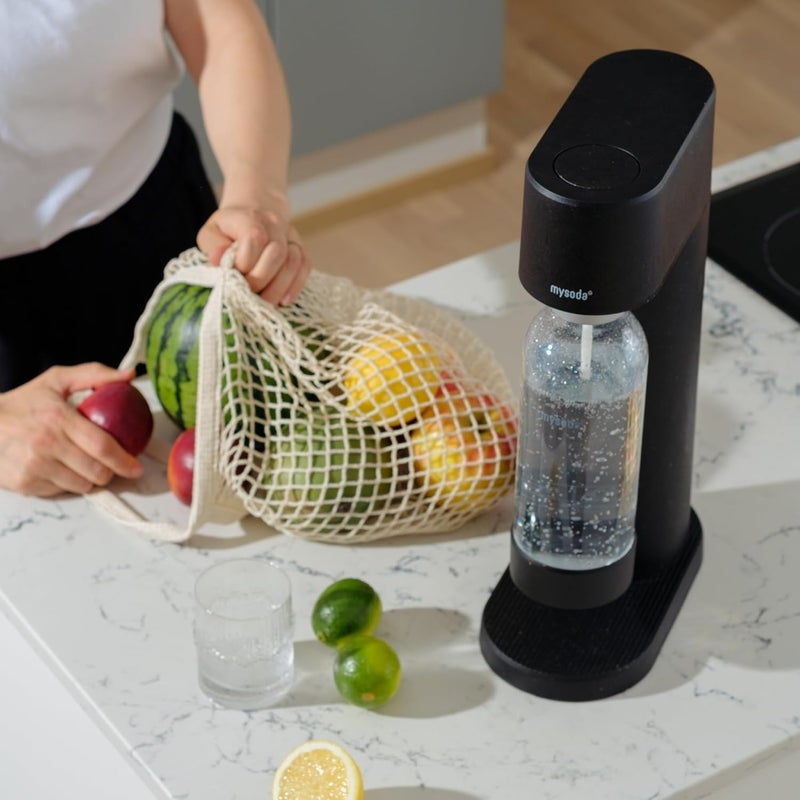 Mysoda Carbonating Bottles 2Pck 1L - Compatible with and any brands - Lid and Base Made of Wood Composite - Quick-Lock Reusable Bottles - BPA Free - Black - Image 2